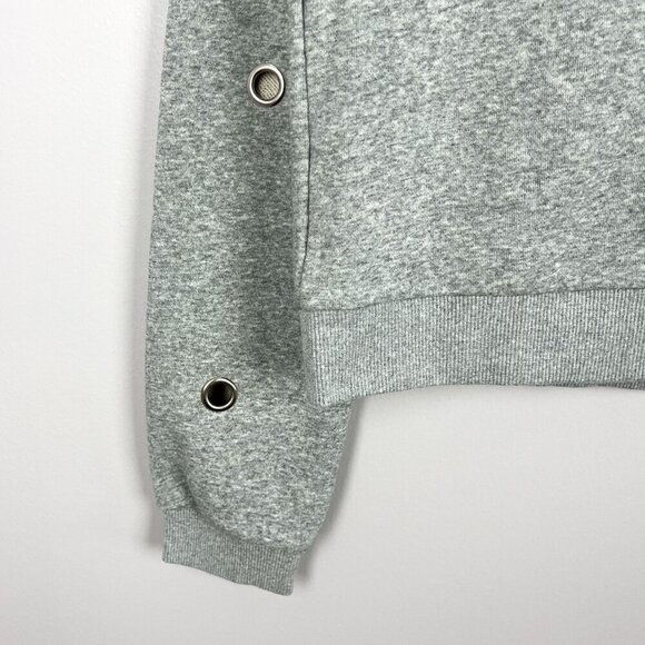 Lucca Womens Heather Grey Grommet Sleeve Crewneck Sweater Small - Picture 2 of 5